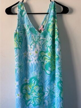Lilly Pulitzer Aqua & Lime Floral V-Neck Sundress